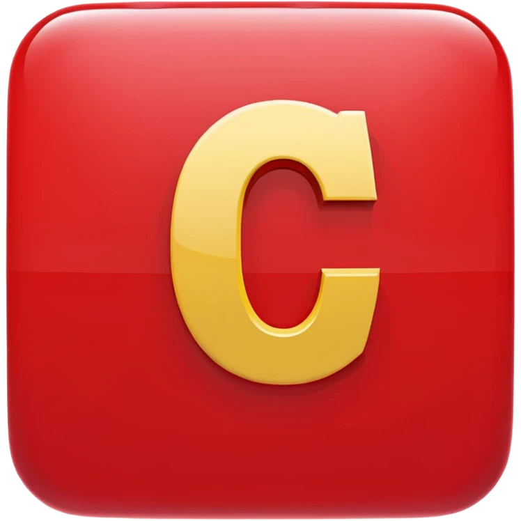 A bold white capital letter C inside a red rounded square, flat emoji design, shiny light reflection, in the same style as the 🅱️ emoji, transparent background, the letter C is large and centered emoji