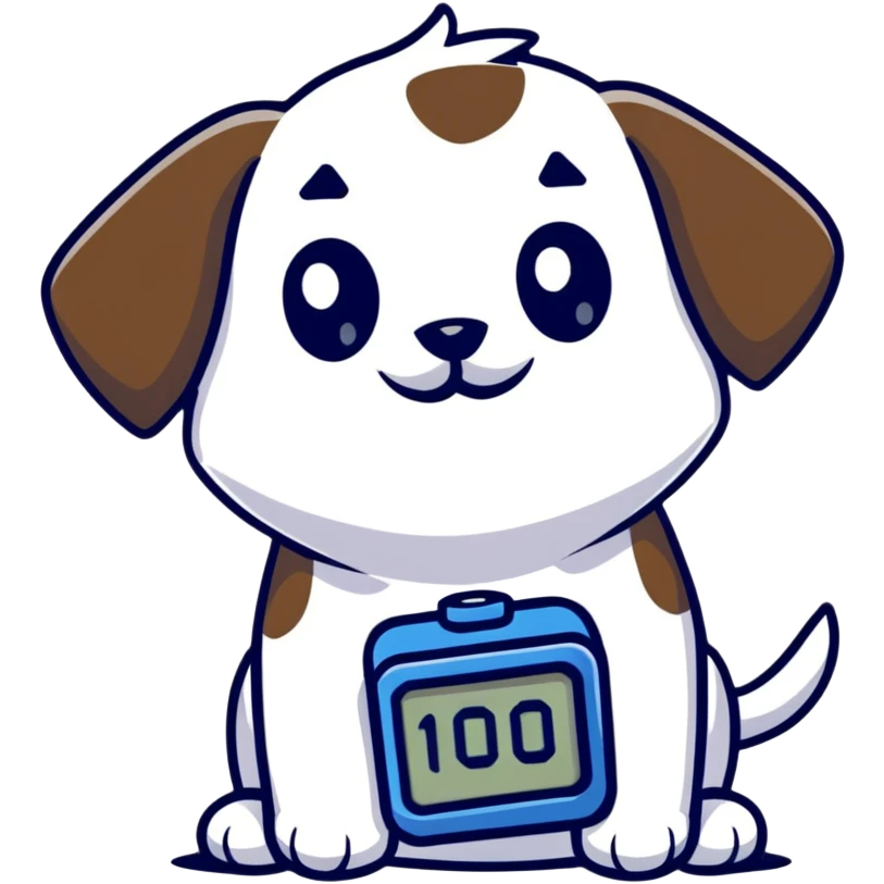 cute puppy holding a digital clock emoji