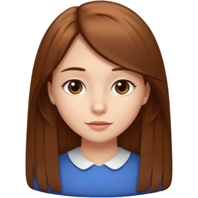 Girl with brown Straight hair and face emoji
