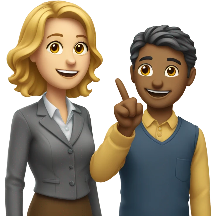teacher that finger point a student(happy emoji
