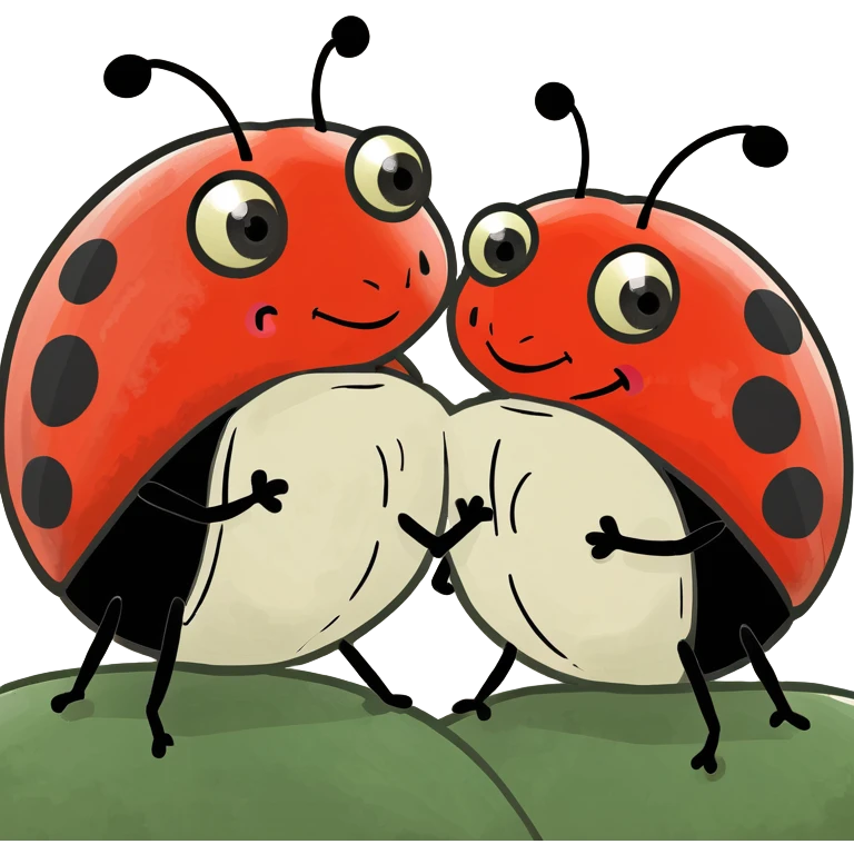 Two cute lady bugs in love  emoji