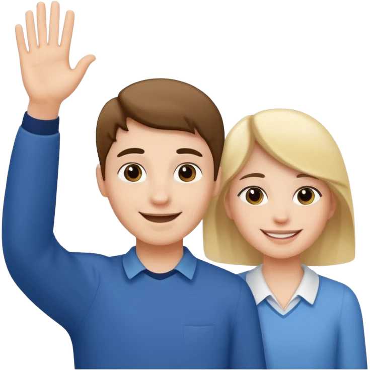 young person waving farewell to two adults representing growing up emoji