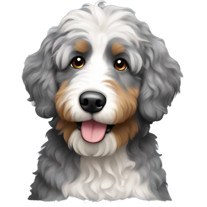 Australian bernedoodle with mixed grey hair emoji