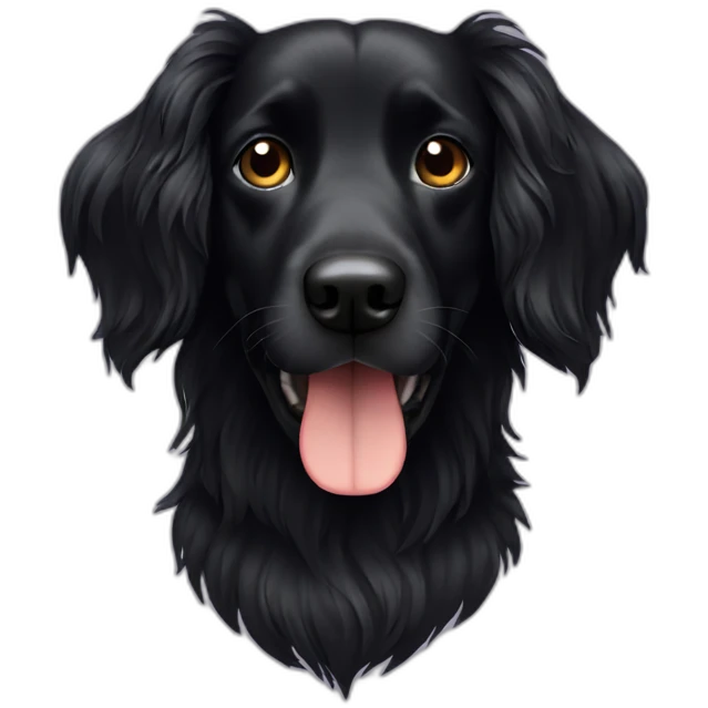 long haired all black dog emoji
