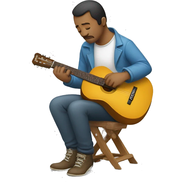 Un hombre triste con una guitarra en su espalda  emoji