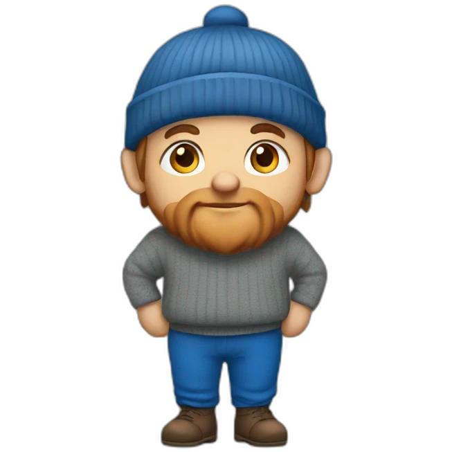 A dwarf in a gray sweater, a blue cap, blue pants emoji