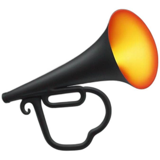 Large black bugle with fire emoji