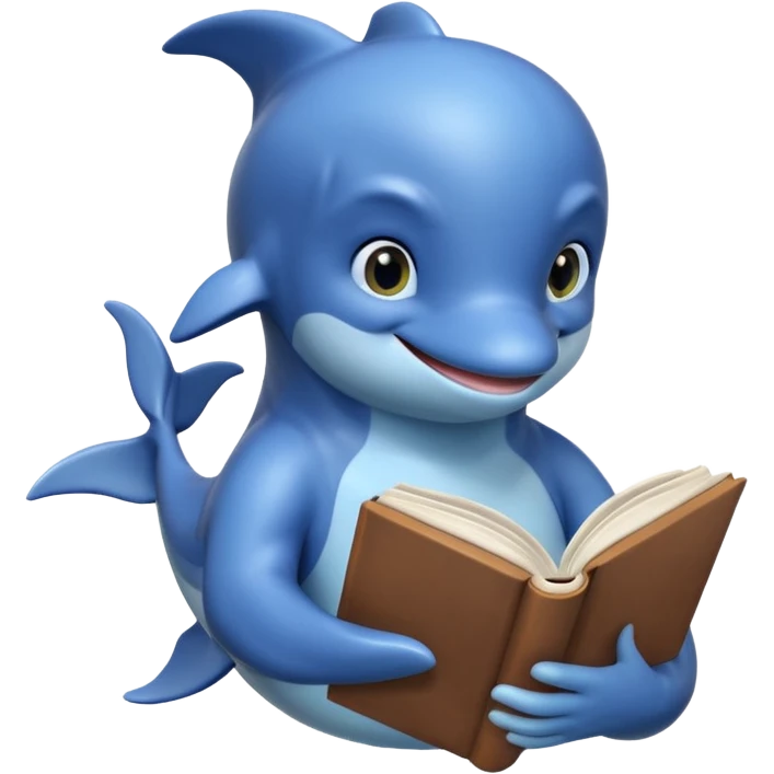 dolphin reading a book emoji