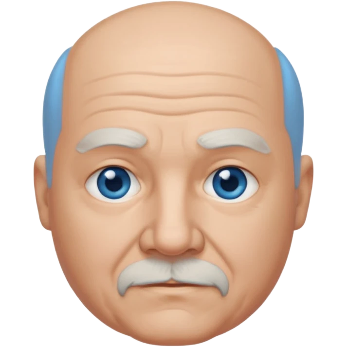 75,  bald, grey side hair, chubby, blue eyes, goatee emoji