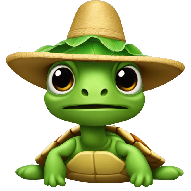 Tortuga con sombrero de lechuga emoji