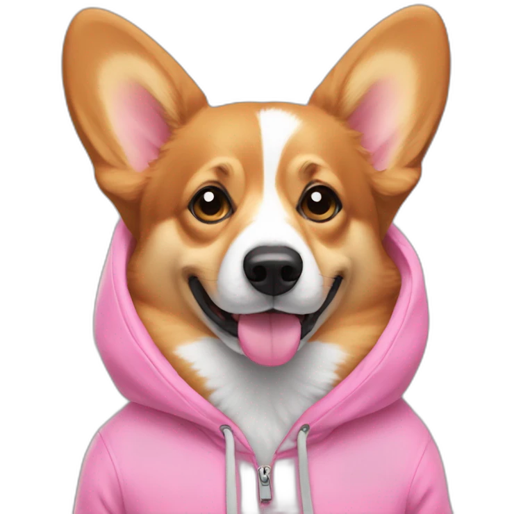 Corgi wearing pink hoodie emoji