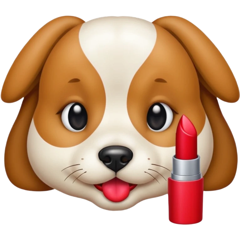 Dog is wearing a lipstick  emoji