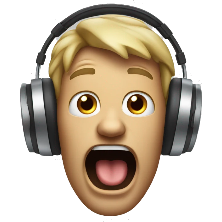 Man With headphones screaming with his tongue out emoji