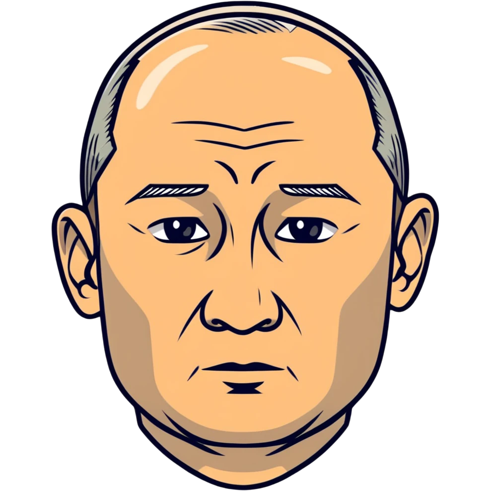Vladimir Putin portrait with serious expression emoji