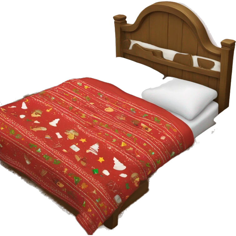 Bed with Christmas blankets  emoji