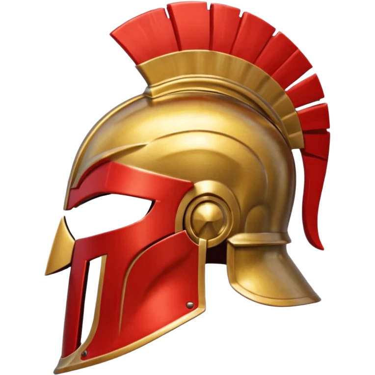 Side view of a gold Spartan helment with a red crest emoji
