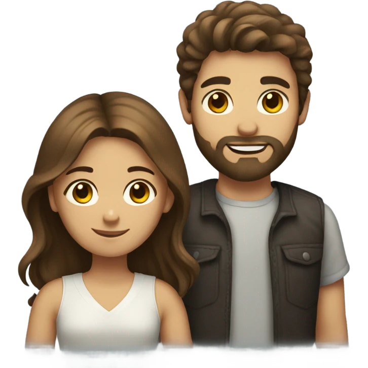 brown haired girl and bearded boy emoji