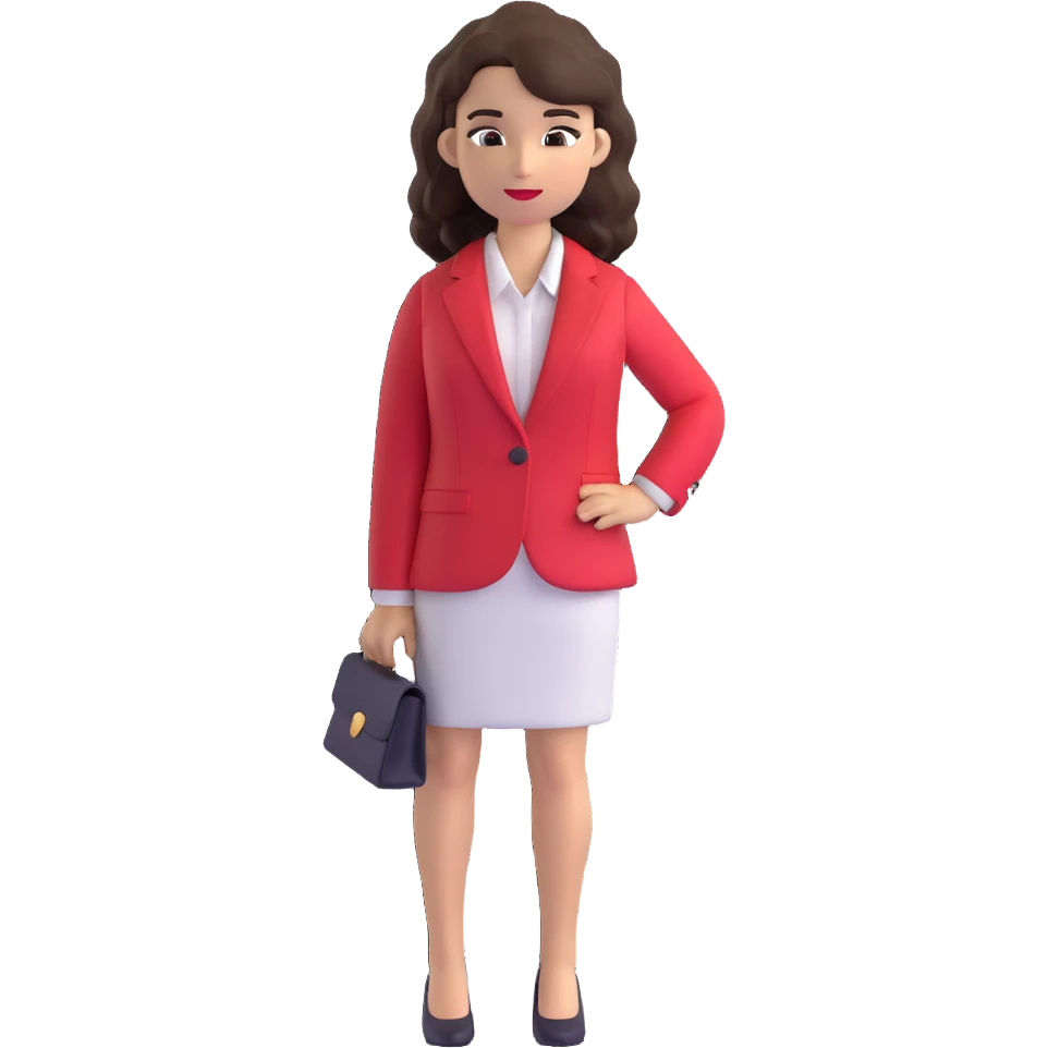 brunette woman with wavy hair, wearing a white dress shirt and red blazer emoji