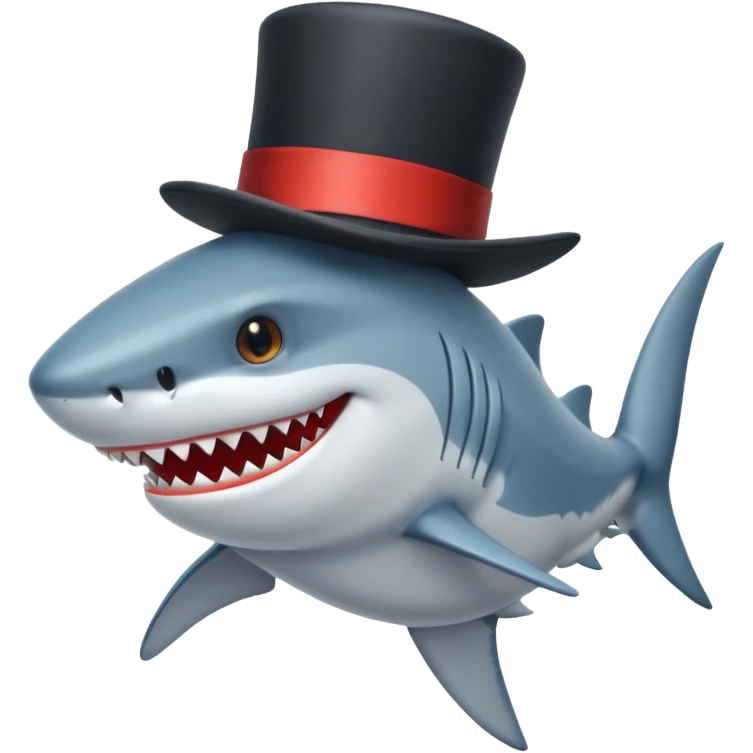 Shark with a top hat emoji