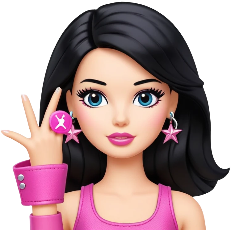 barbie rockstar   with black hair  emoji