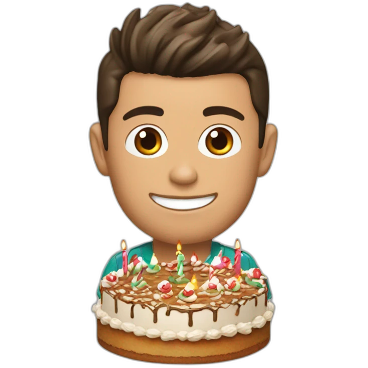 Cristiano ronaldo with gateau anniversaire emoji