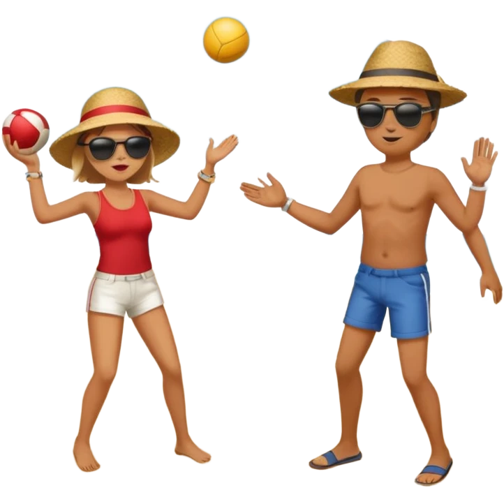 Throwing a ball at the beach to another person. Only one ball. emoji