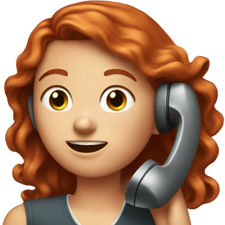 A freckled redhead on the phone emoji
