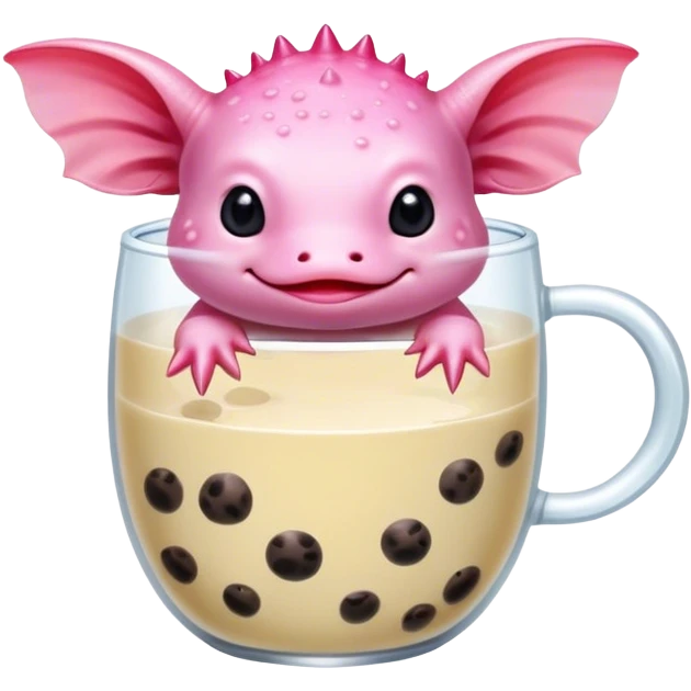 Axolotl drinking a Boba drink ￼ emoji
