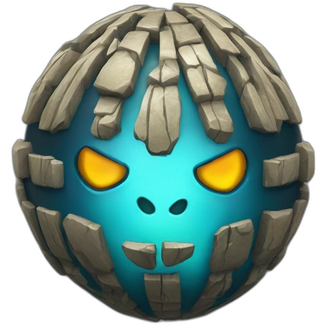 3d sphere with a cartoon beaming tripwire Guardian skin texture with dragon eyes emoji