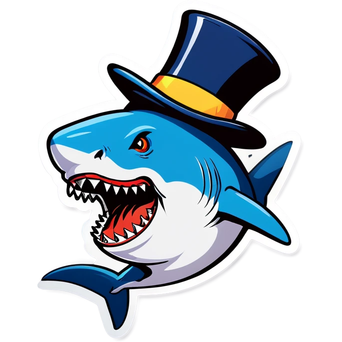 Shark with a top hat emoji