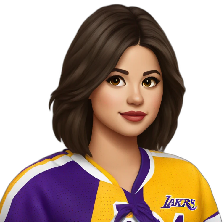 selena gomez wearing yellow lakers jersey emoji