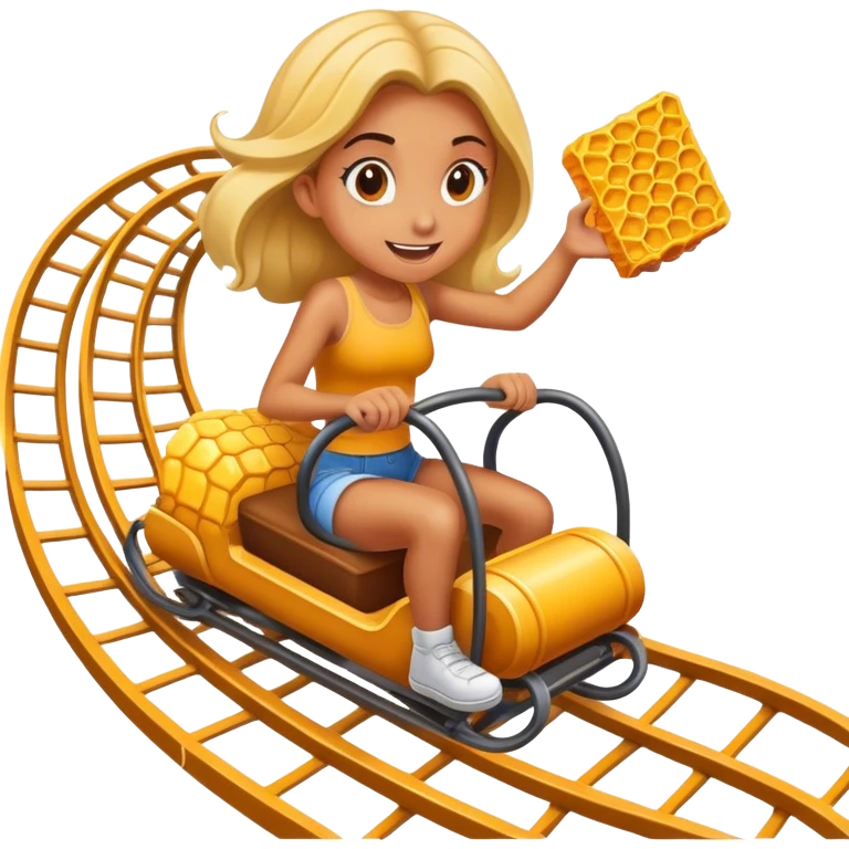 Honey comb man but a girl riding a roller coaster emoji