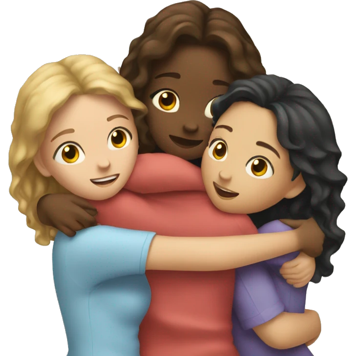 Three girls hugging emoji