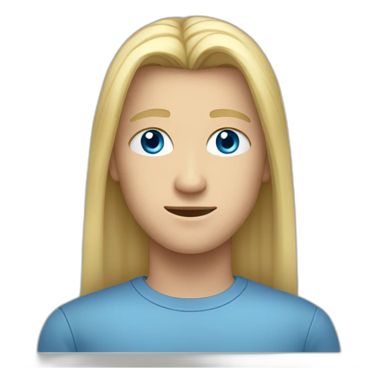 blue-eyed male teen-ager with long straight blond hair emoji