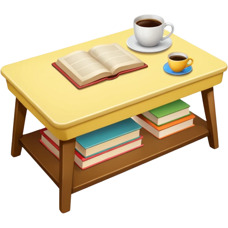 light yellow coffe table, coffee on top
 emoji