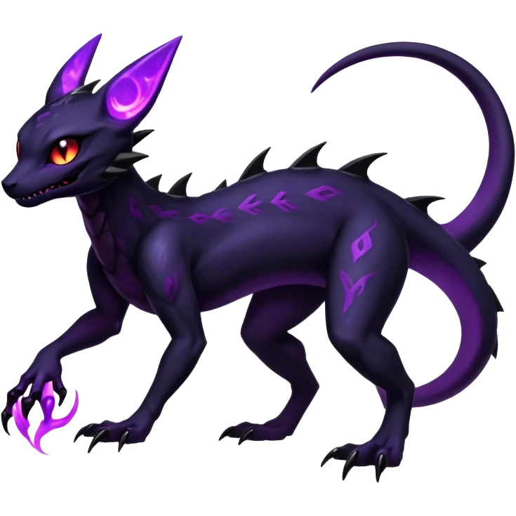 Eldritch Dark Edgy Glowing Elemental Salandit-Umbreon-Fakémon-hybrid-creature (full body)  emoji
