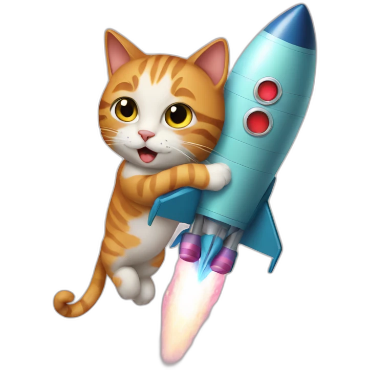 cat on rocket emoji