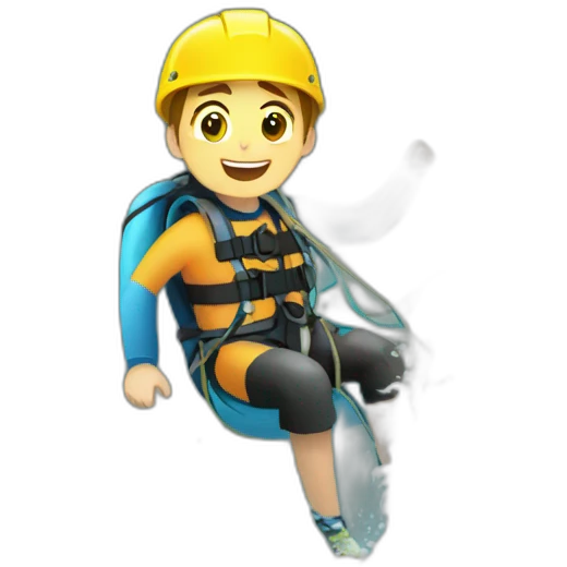 Canyoning with rope i the water emoji