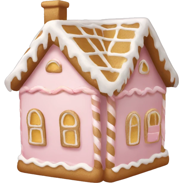 light pink and gold and white gingerbread house emoji