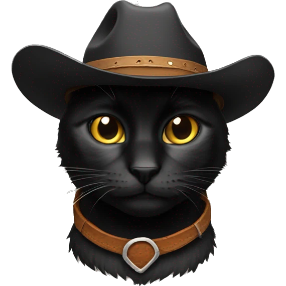 Black cat with cowboy hat emoji