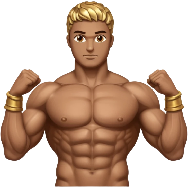 create a  upper body of muscular men greek statue in full chrome emoji