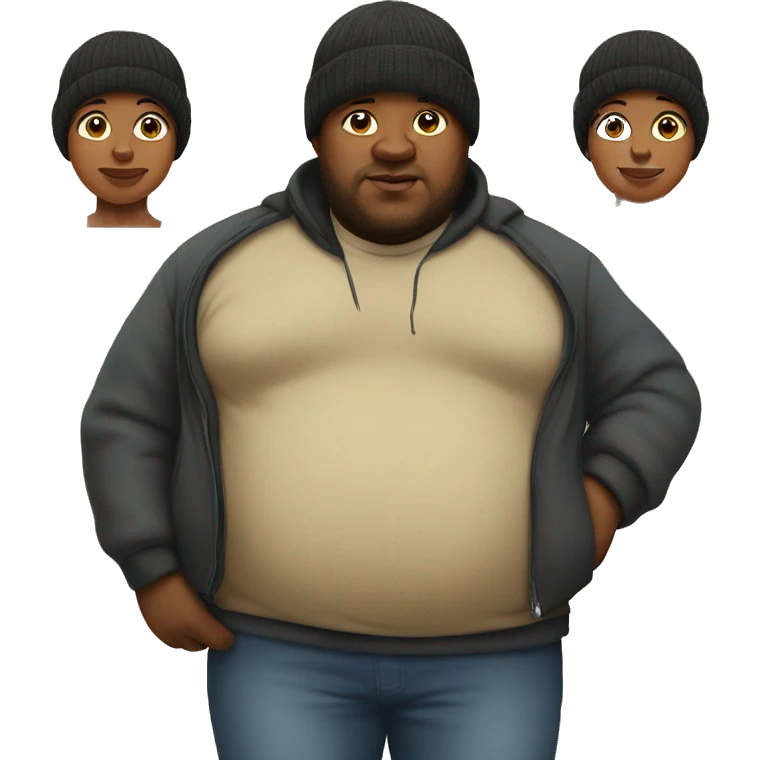 fat pregnant black man wearing beanie emoji