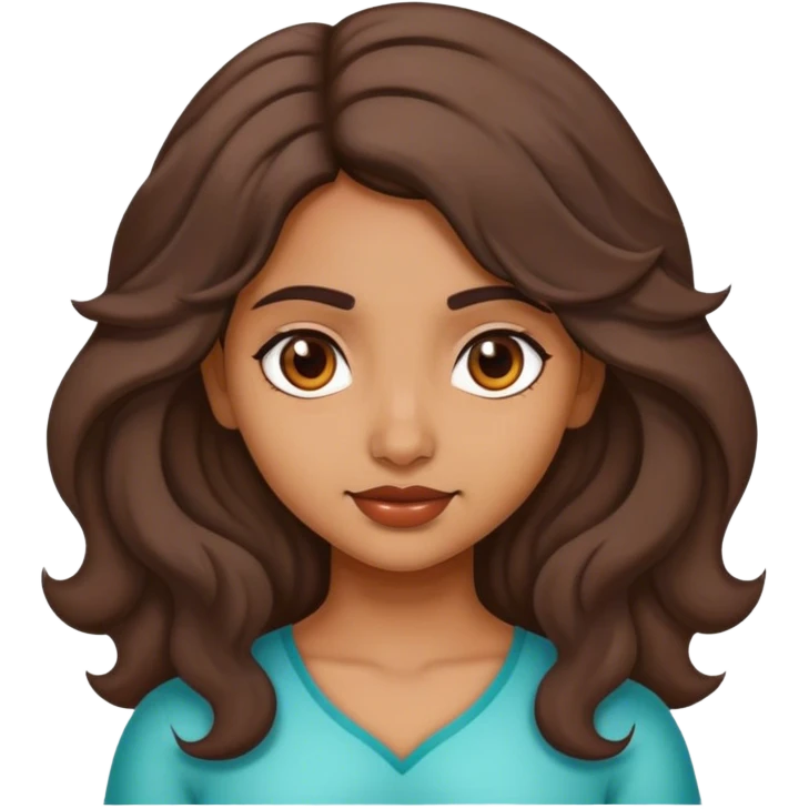 normal indian girl face with medium wavy hair with medium color emoji