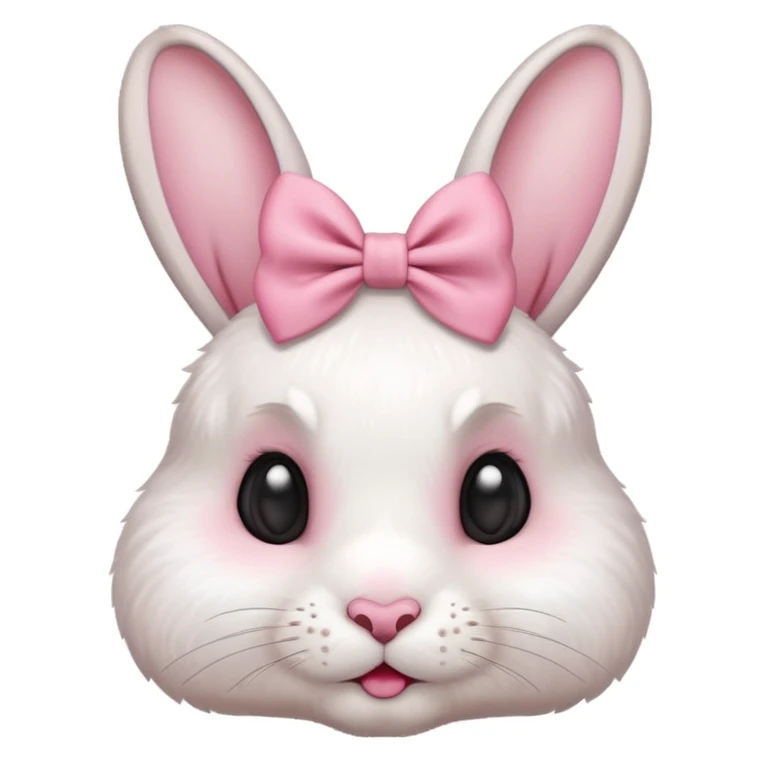 I want a cute rabbit with a bow on its ears making a kissing face  emoji