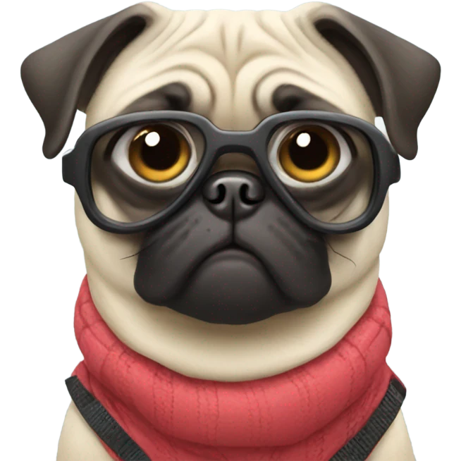 Pug skiing emoji