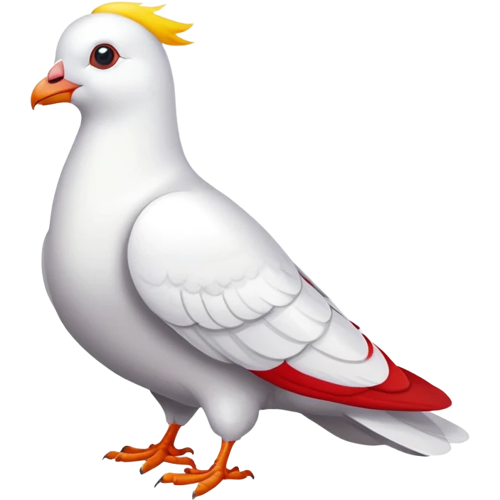 white pigeon wearing Flash costume emoji