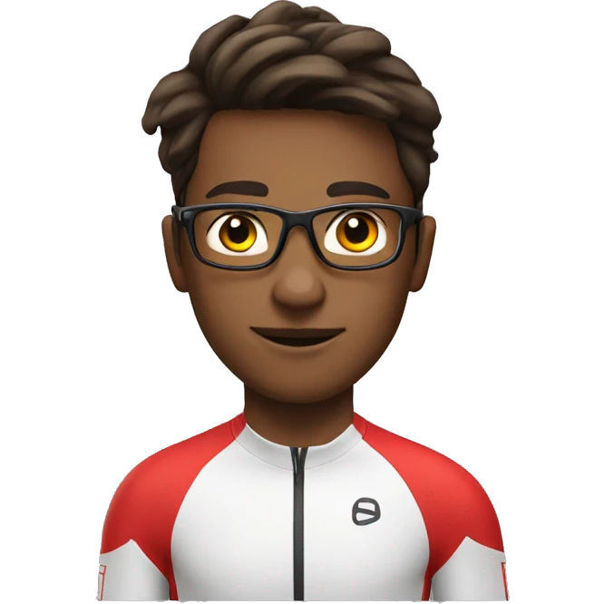 28 year old cyclist with glasses wearing red emoji