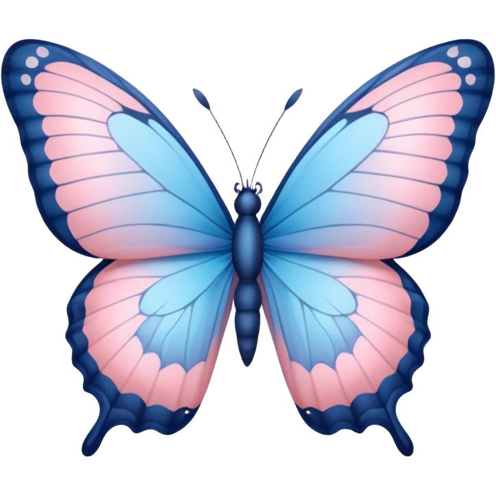A butterfly with light blue fade to light pink wings emoji