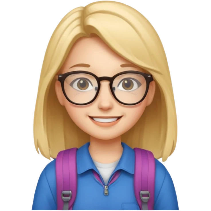 student girl wearing glasses with backpack emoji