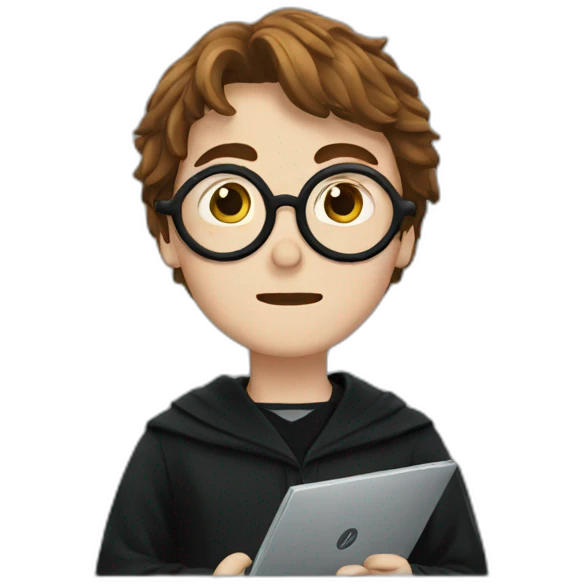 harry potter using a computer emoji